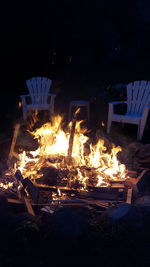 Bonfire on field at night