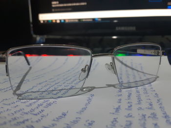 Close-up of sunglasses on table