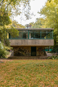 Bench in park during autumn