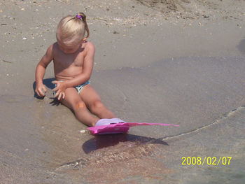 High angle view of girl playing in park