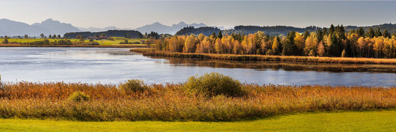 Scenic view of lake against sky