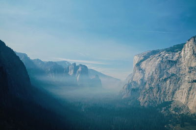 Panoramic view of landscape and mountains against sky