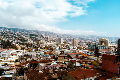 High angle view of townscape against sky