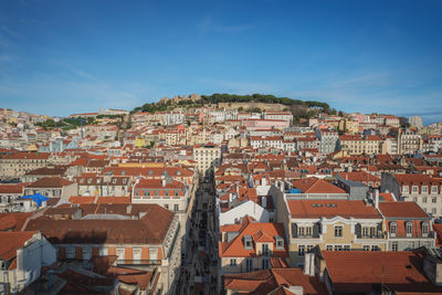 High angle view of townscape against sky