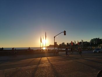 View of city at sunset