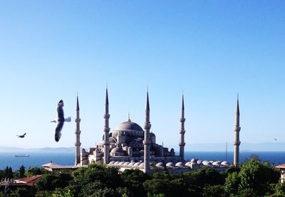 Built structure against clear blue sky