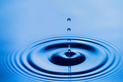 Close-up of drop falling in water