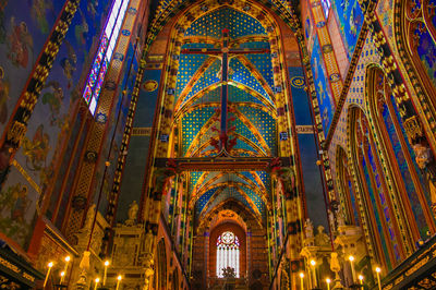 Colored interior of church of our lady assumed into heaven in krakow