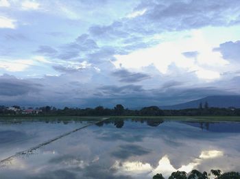 Scenic view of calm lake against sky