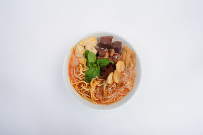 Directly above shot of breakfast served in bowl