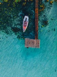 High angle view of boat in sea