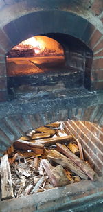 Wood burning in basket