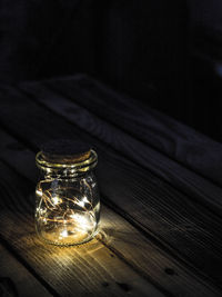 Close-up of glasses on table