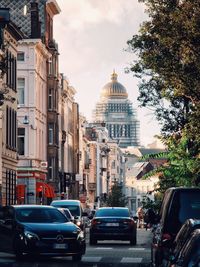 Cars on street in city