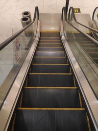 High angle view of escalator