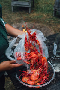 Spot prawns fresh shrimp outdoors camping cookout