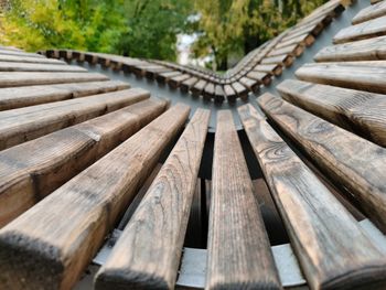 Empty park benches