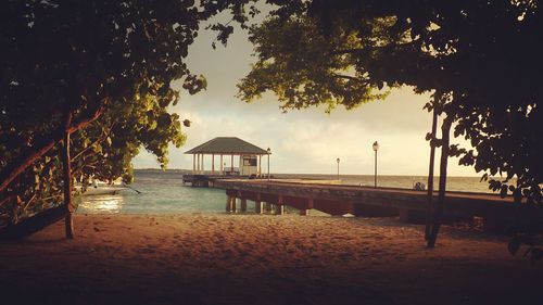 Scenic view of sea against sky at sunset