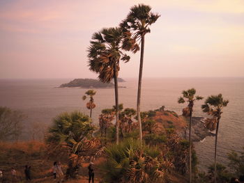 Scenic view of sea against sky at sunset