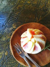 Close-up of dessert in plate on table