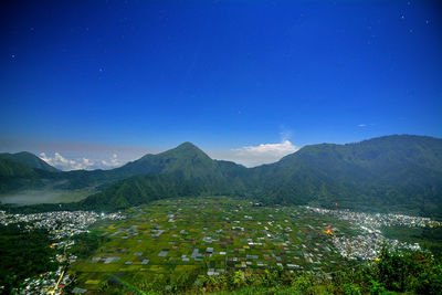 Scenic view of landscape against sky at night