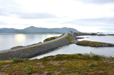 Atlantic oceanic road bridge on a cloudy day