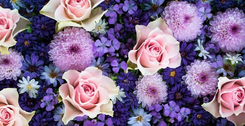 High angle view of rose bouquet