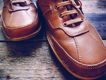 High angle view of shoes on table