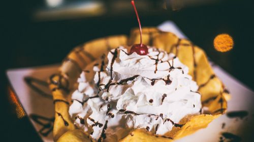 Close-up of ice cream in plate