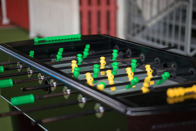 Close-up of foosball