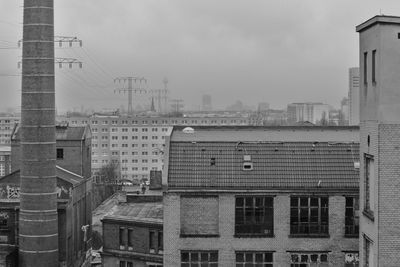 View from the 4th floor of an old factory in berlin towards the television tower