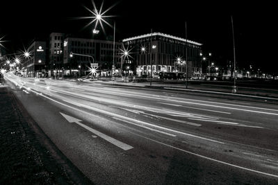 Light trails on city street at night