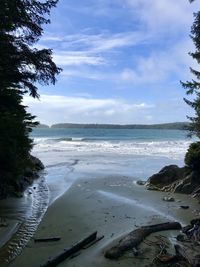 Scenic view of beach against sky