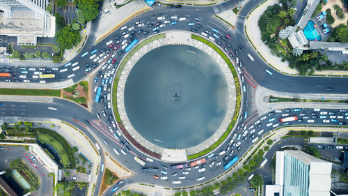 Aerial view of city street