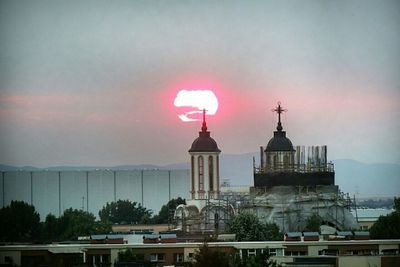 View of city at sunset