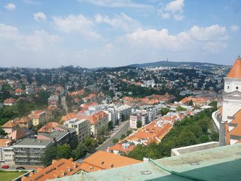 High angle view of townscape against sky