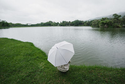 Scenic view of lake against sky