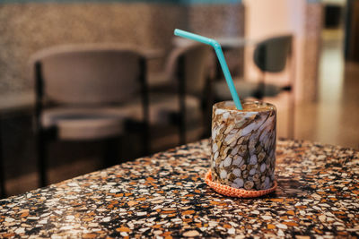 Close-up of drink in glass on table