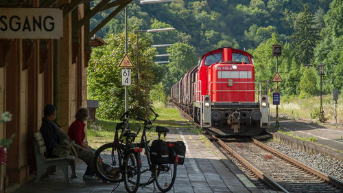 Train approaching at railroad station