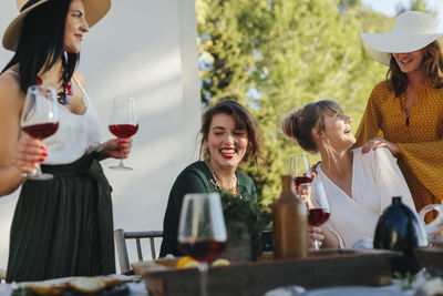 Happy female friends together