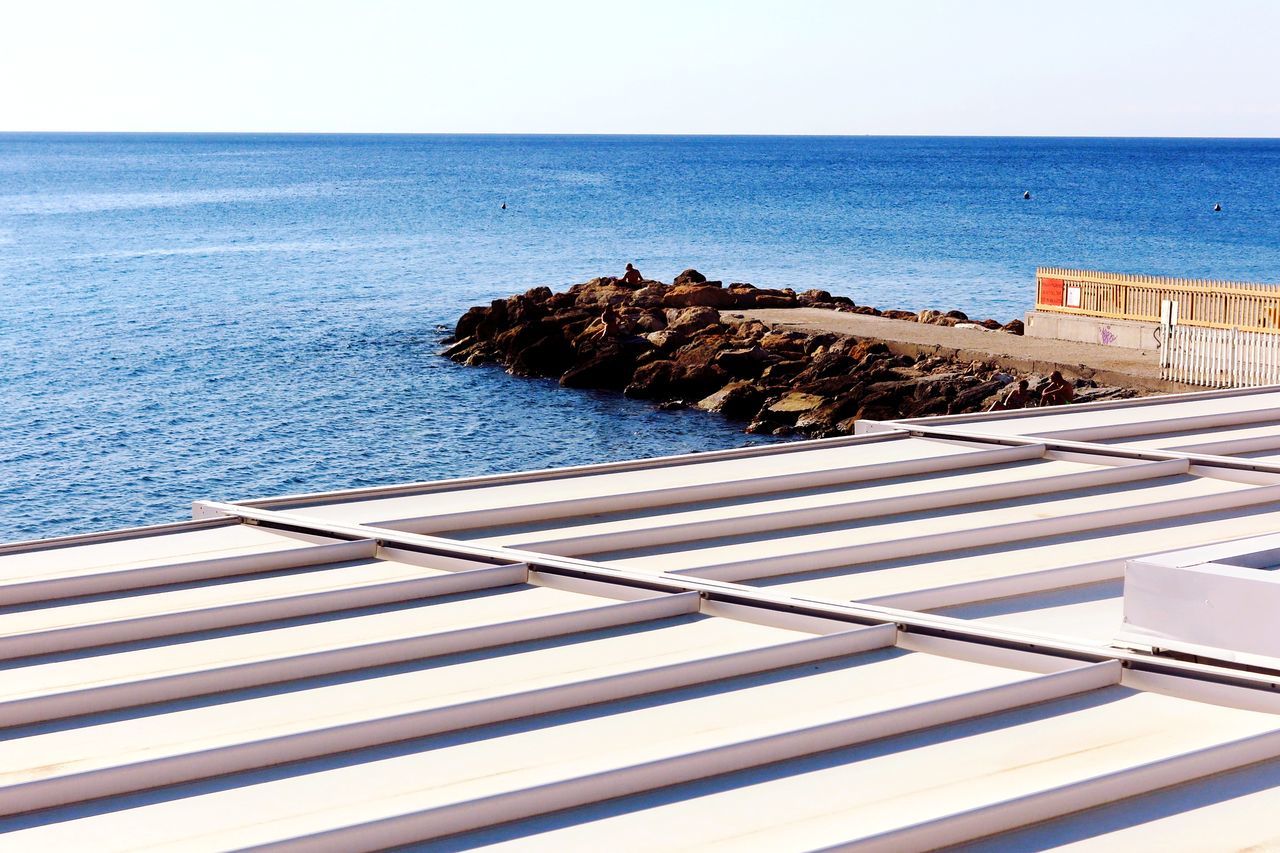 SEA AGAINST CLEAR BLUE SKY