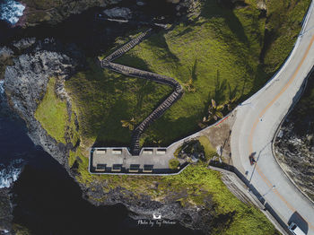 Aerial view of road on mountain