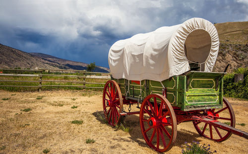 Bicycles cart on field