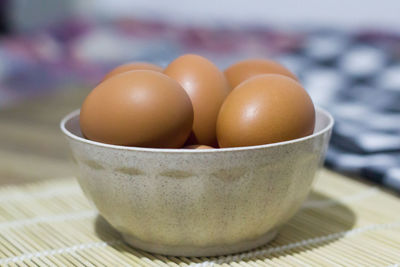 Close-up of eggs in bowl