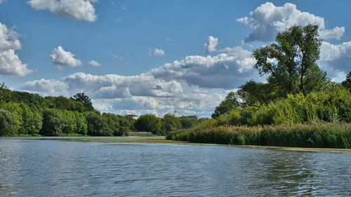 Scenic view of lake against sky