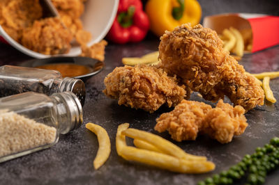 Close-up of breakfast on table