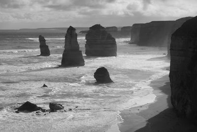 Scenic view of sea against dramatic sky