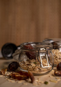 Close-up of ice cream in glass on table