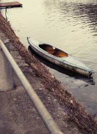 Boat moored on shore