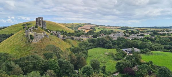 Corfe castle,  panoramic view 